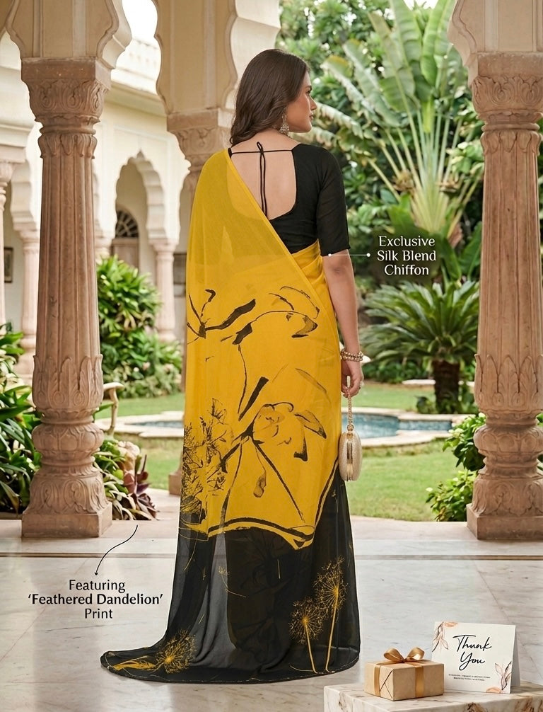 Golden Noir Dandelion Saree