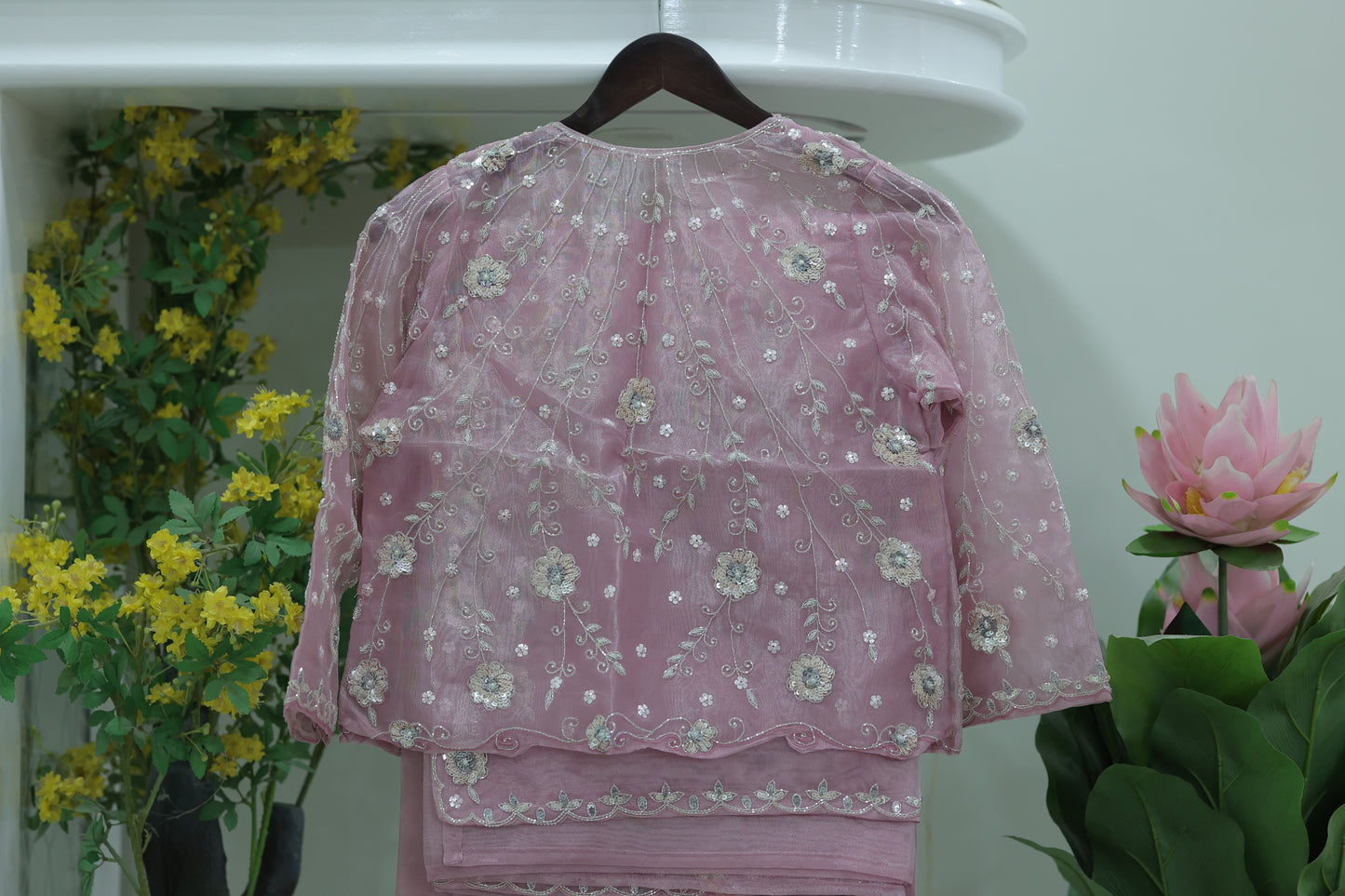 Blush Bloom Cape Saree Set