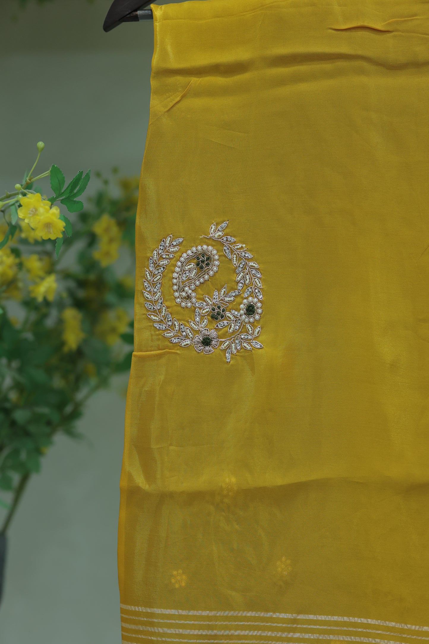 Midnight Blue Striped Silk Saree