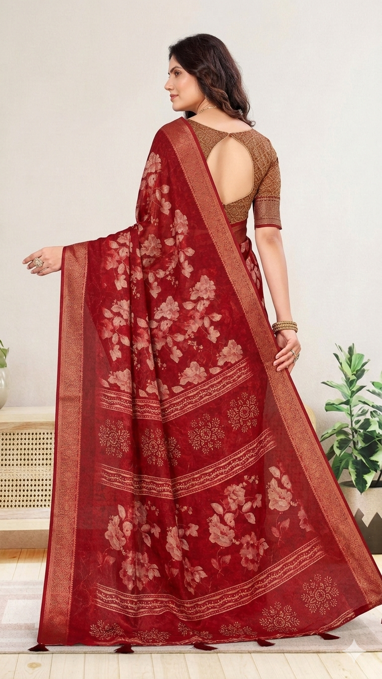 Rakta Pushpa Synthetic Saree