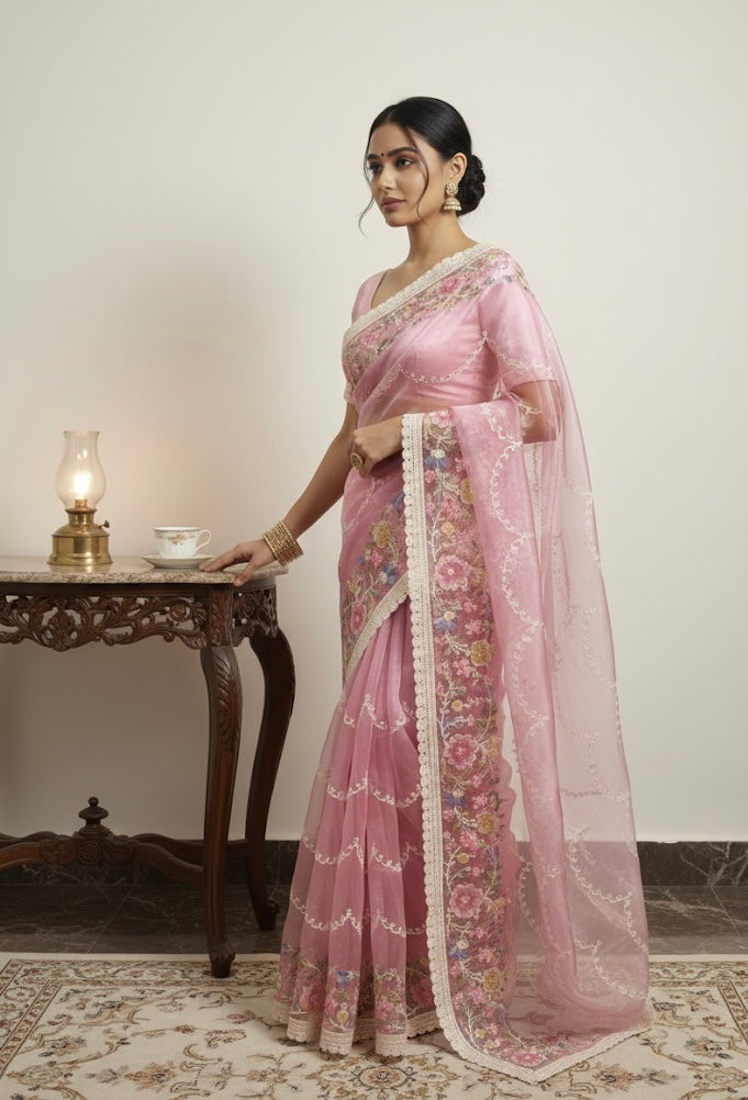 Blush Petal Net Saree