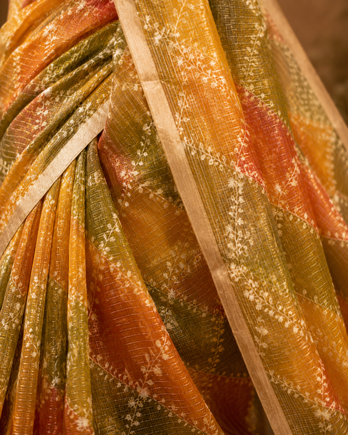 Sunset Mosaic Whisper Saree