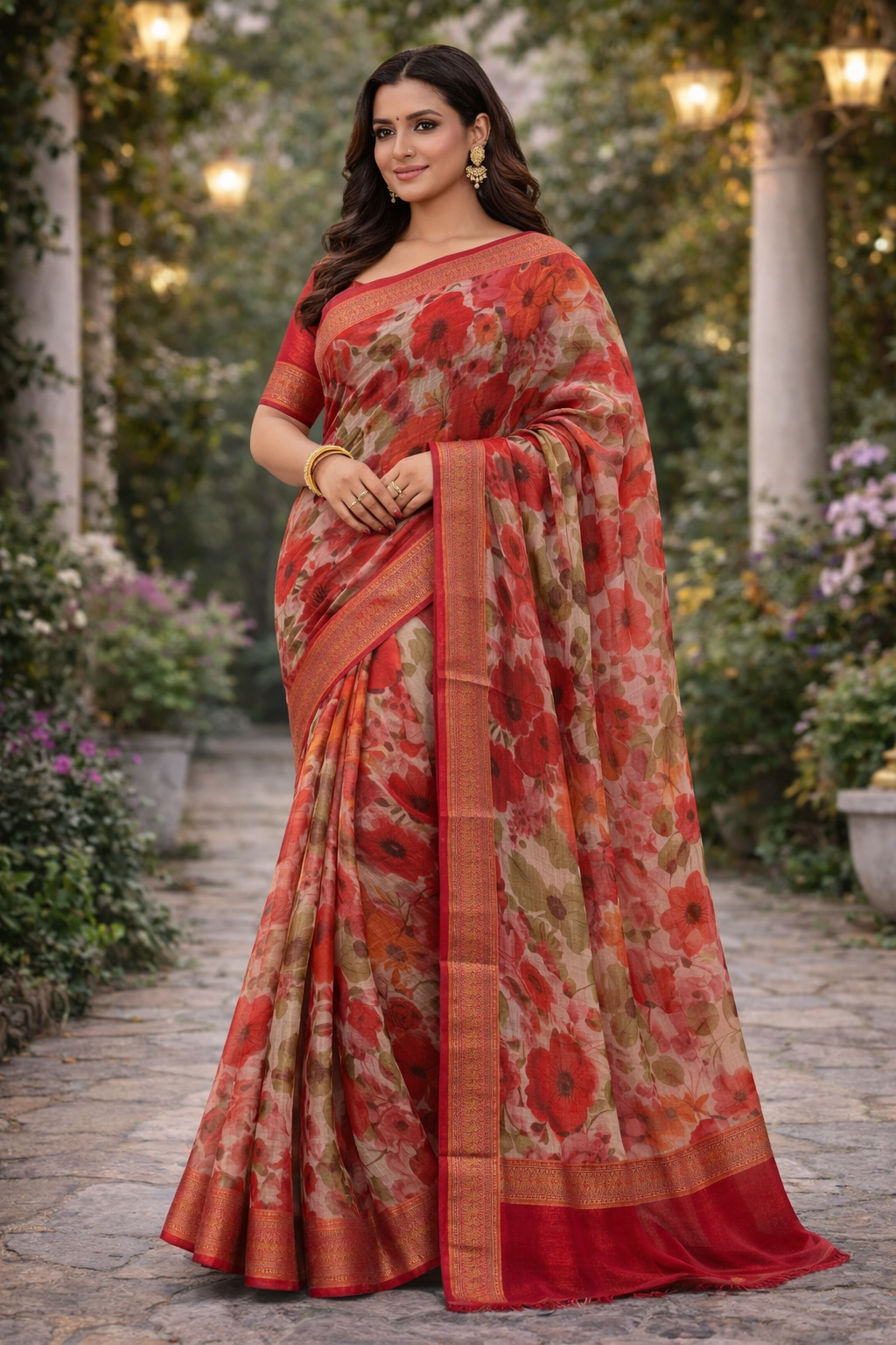 Bloom Veil Zari Organza Saree
