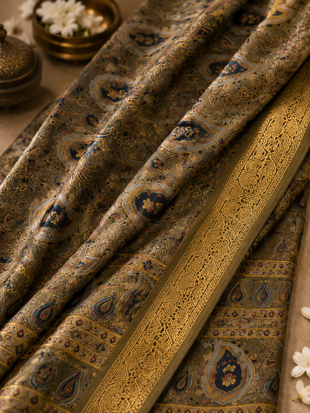 Royal Olive Paisley Saree