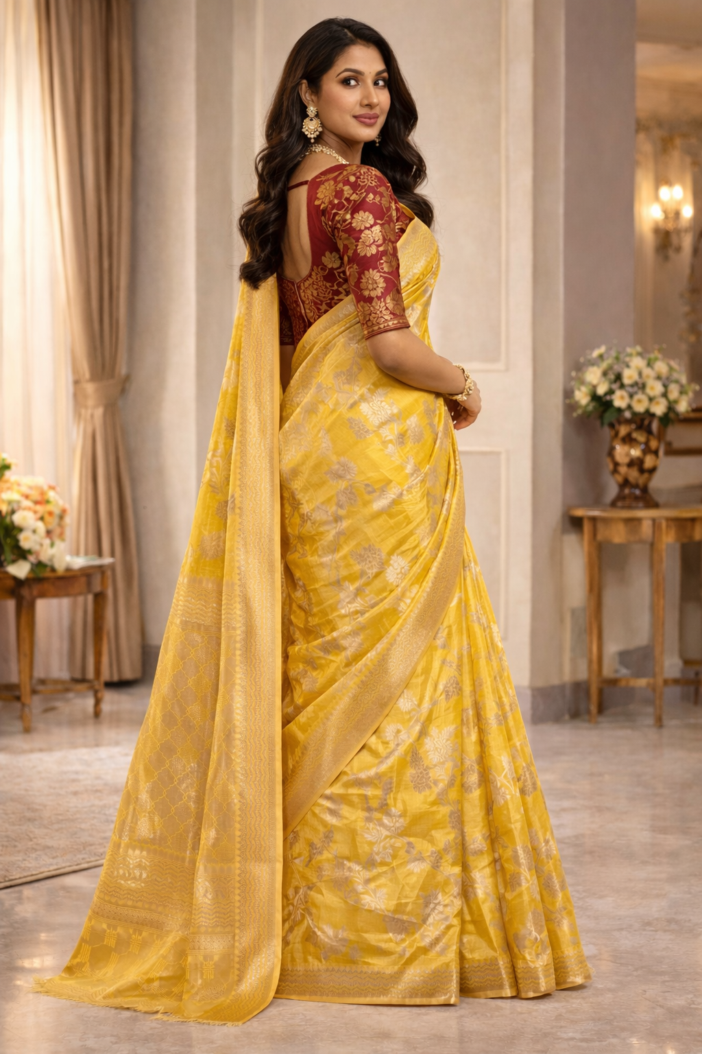Suryalekha Golden Zari Woven Saree