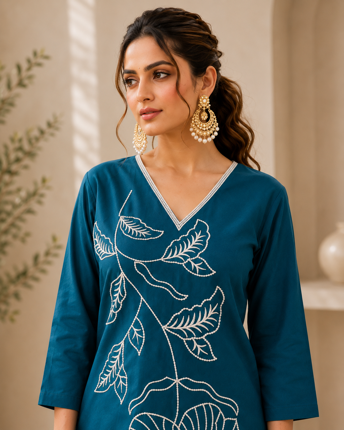 Azure Bloom Embroidered Co-Ord Set