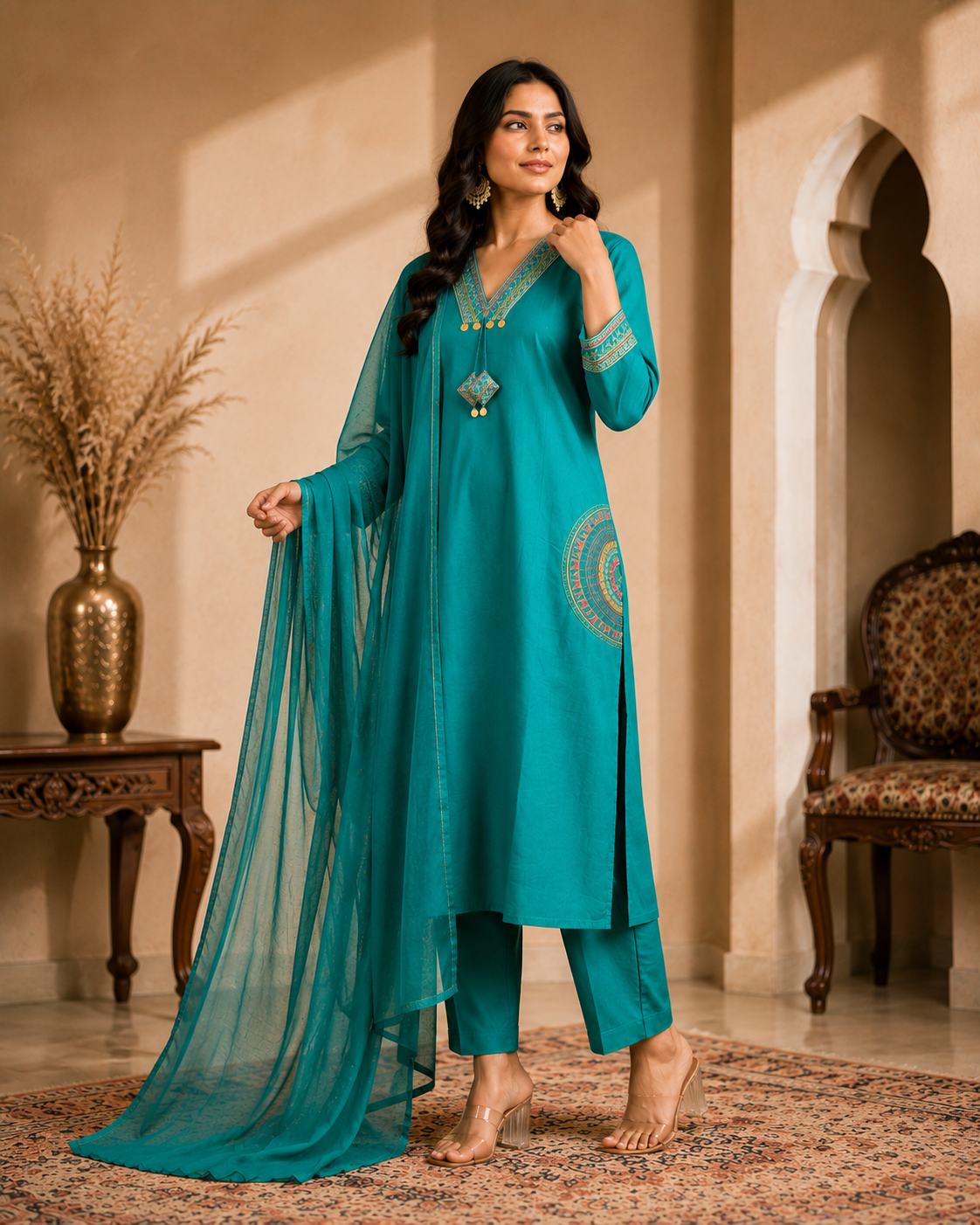Meher Teal Ensemble Suit