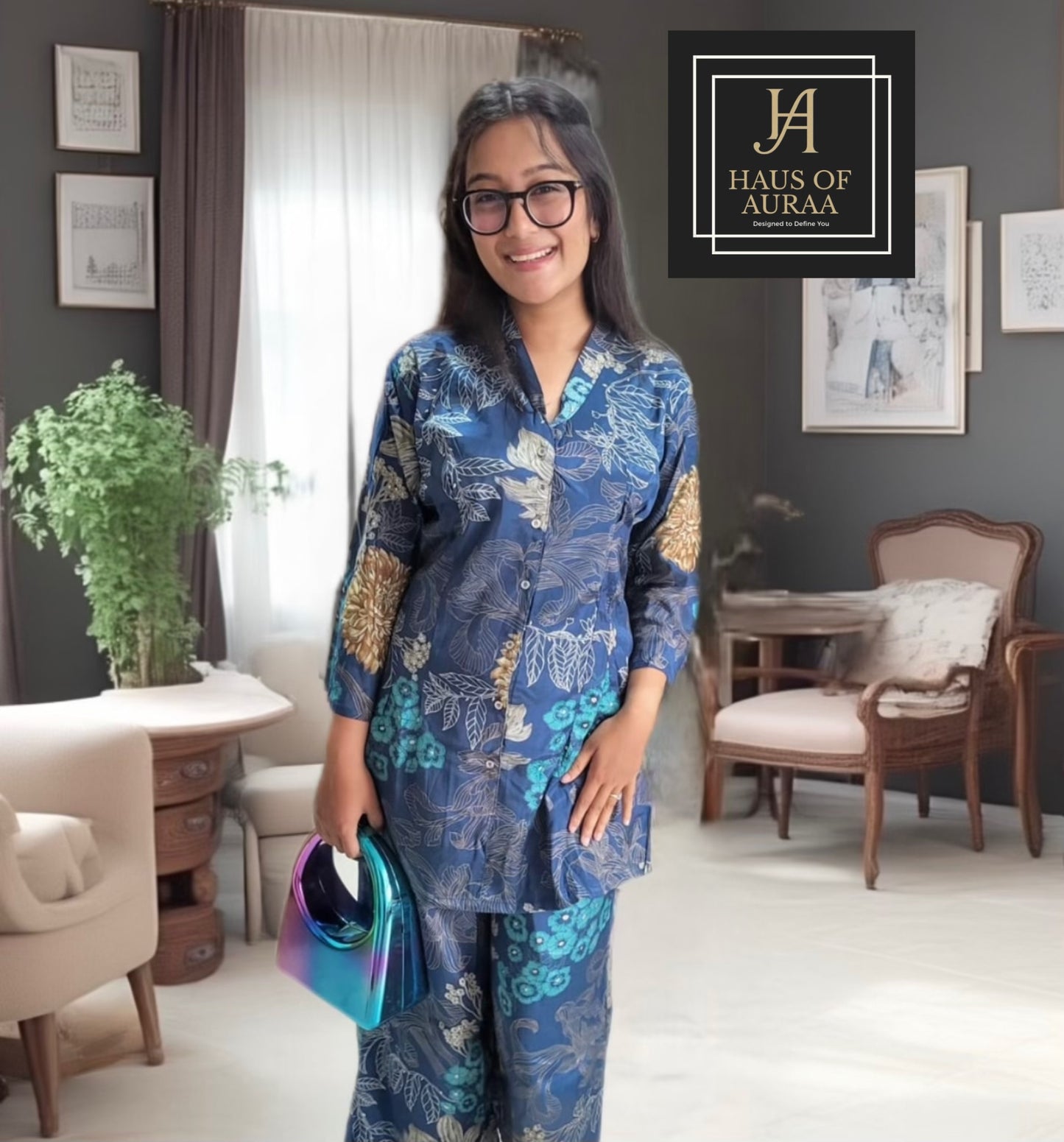 Navy Floral Co-ord Set