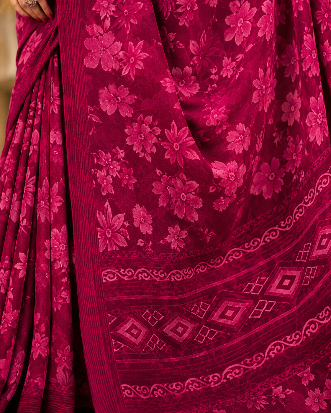 Rosé Twilight Floral Saree