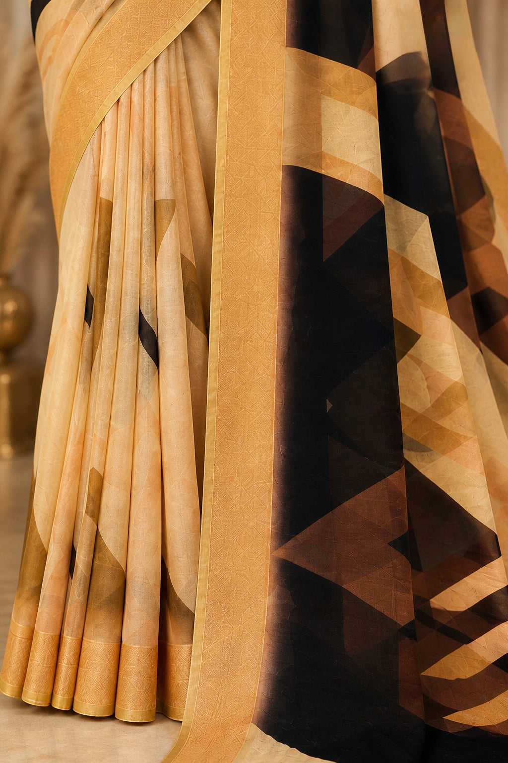 Golden Mirage Geometric Saree