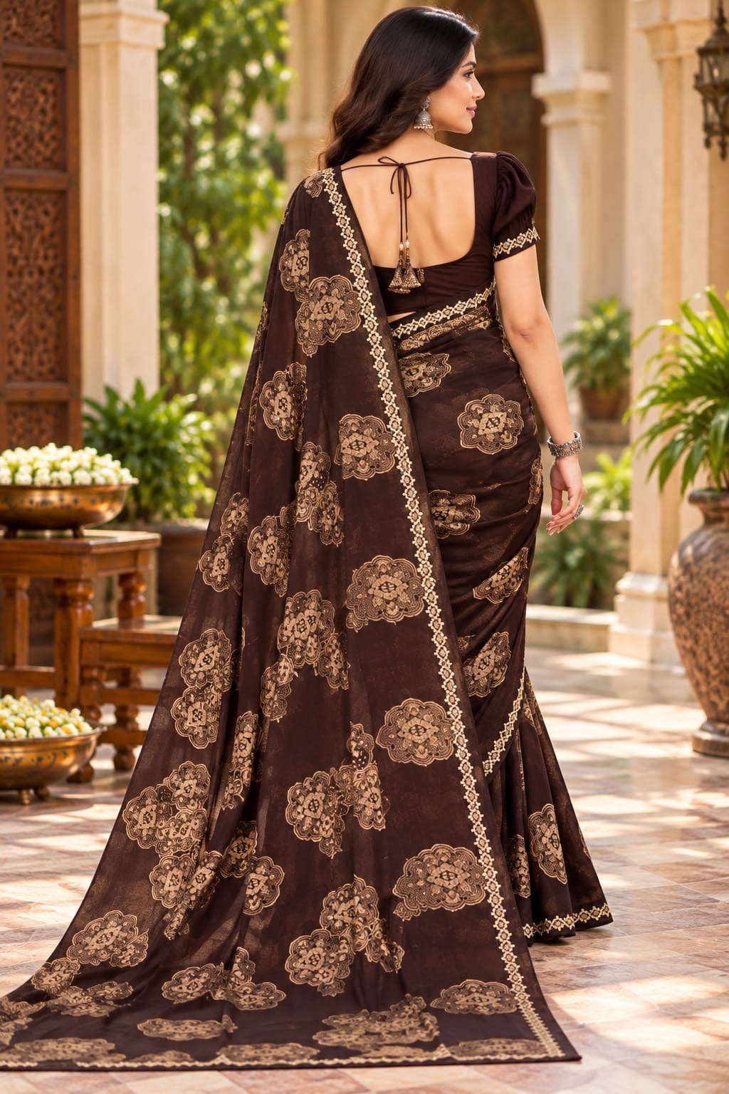 Midnight Royale Ornamental Print Saree