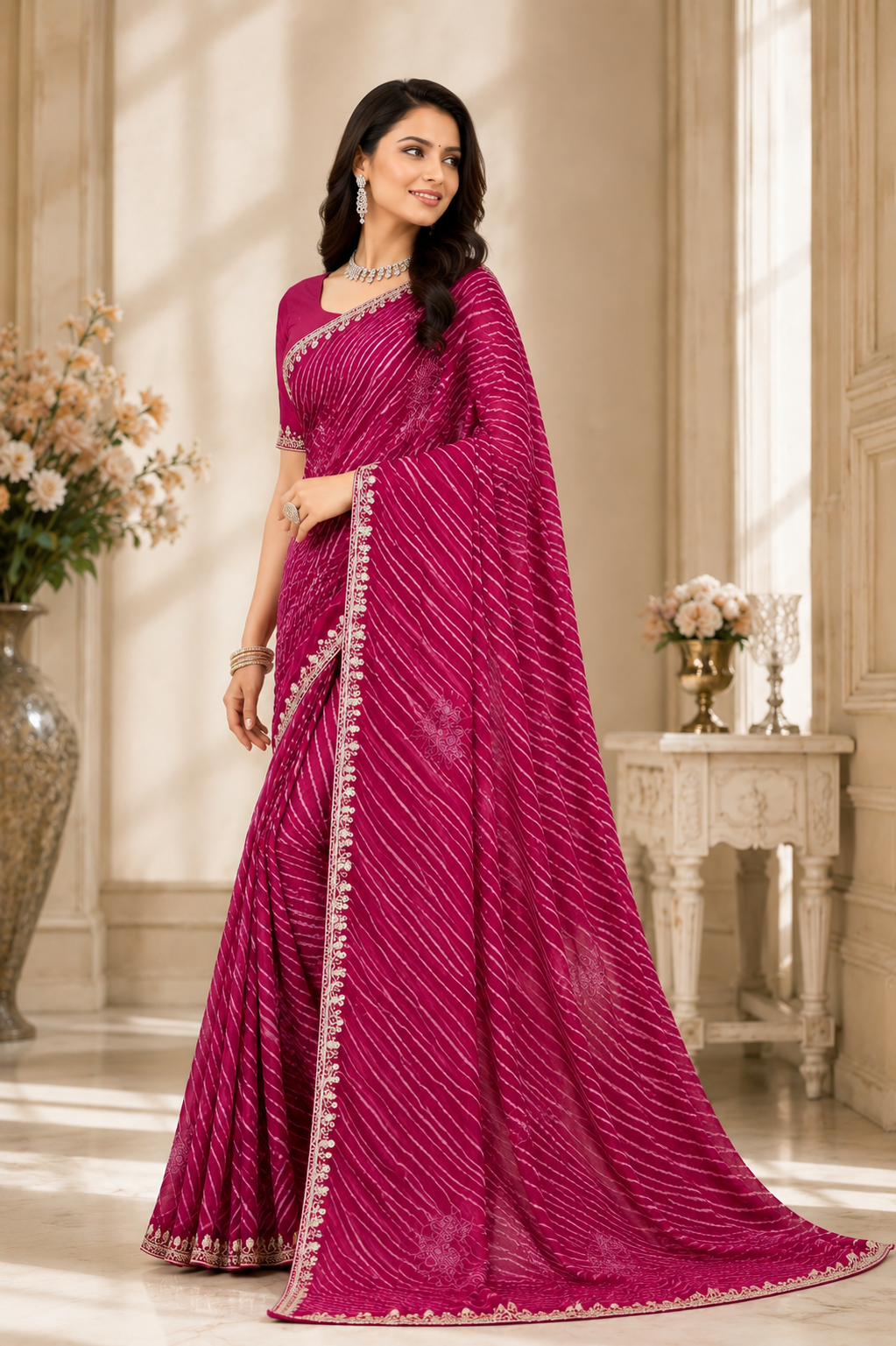 Graceful Leheriya Bloom Saree
