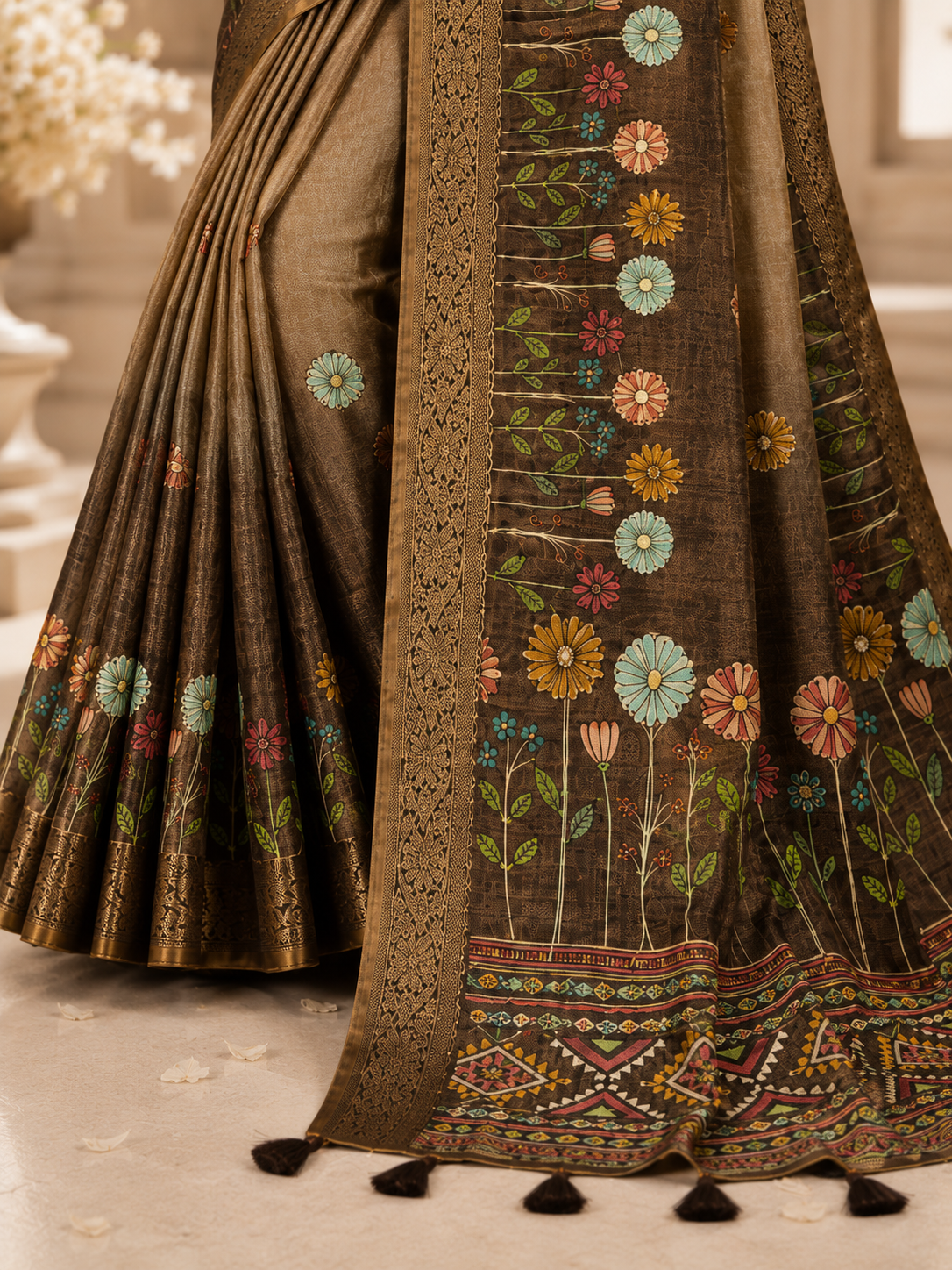Earthsong Bloom Heritage Saree