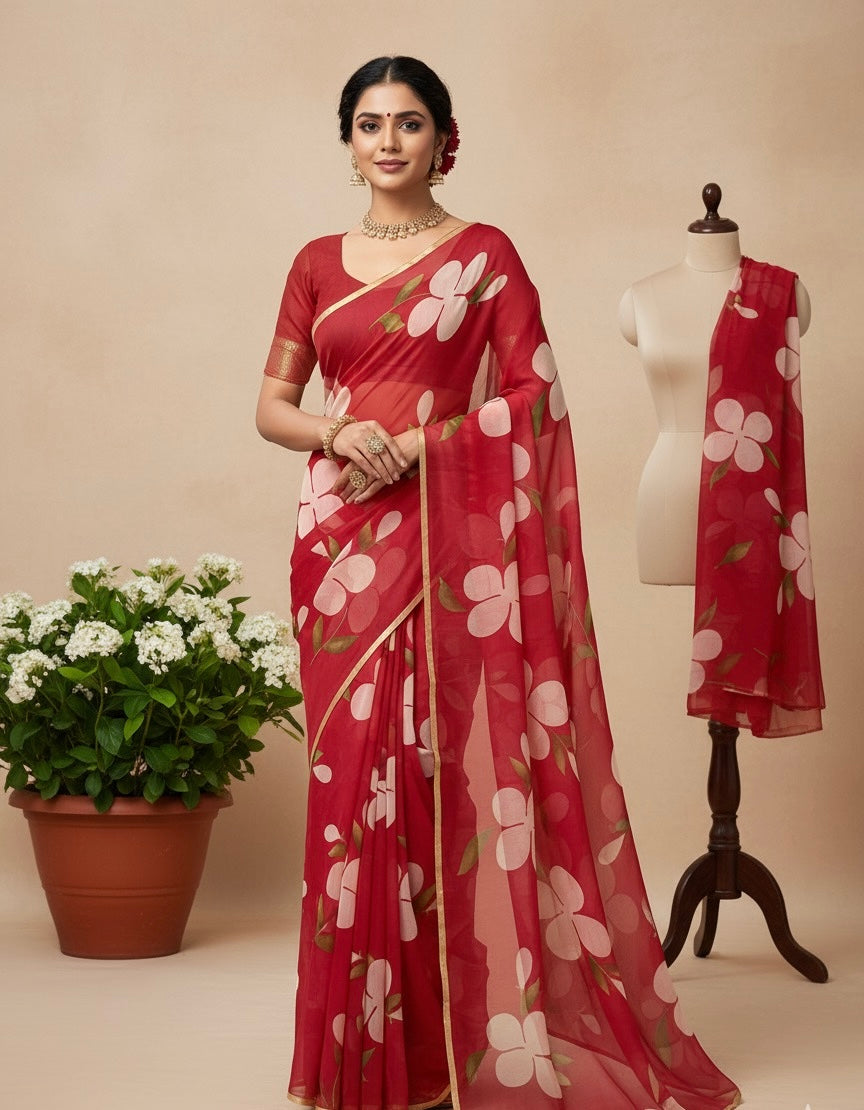 Bold Blossom Printed Saree
