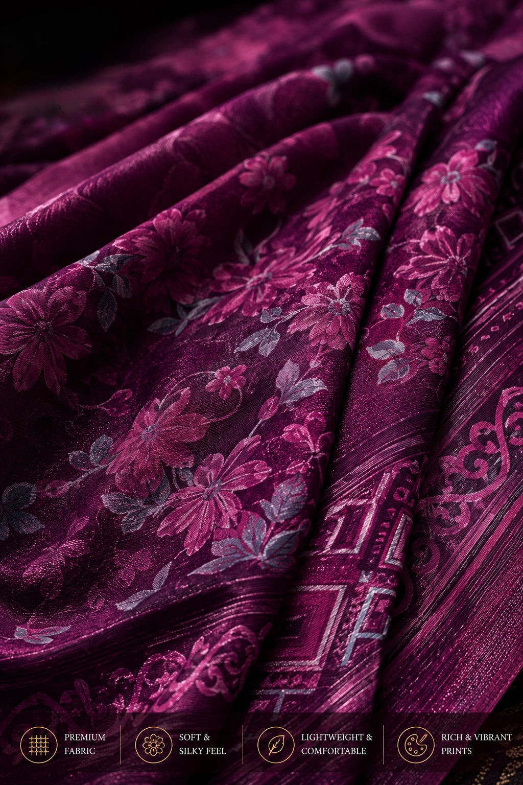 Velvet Petals Printed Saree