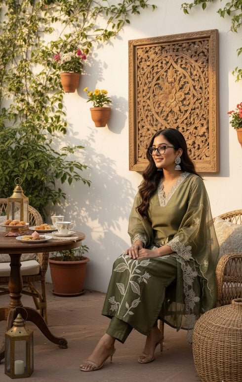 Olive Bloom Suit Set