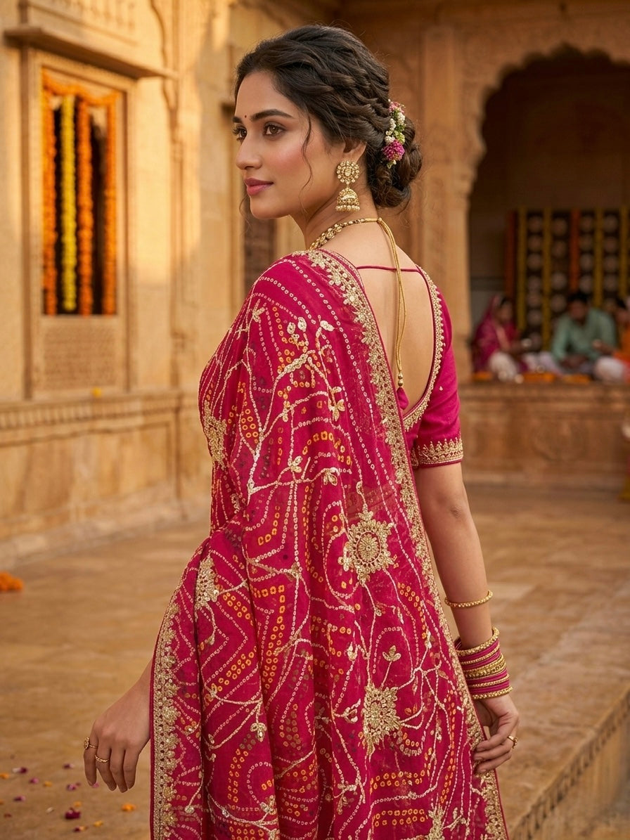 Gulnaar Riwaaz Festive Bandhej Saree