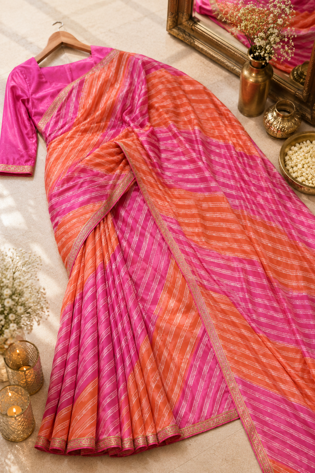 Pastel Leheriya Elegance Saree