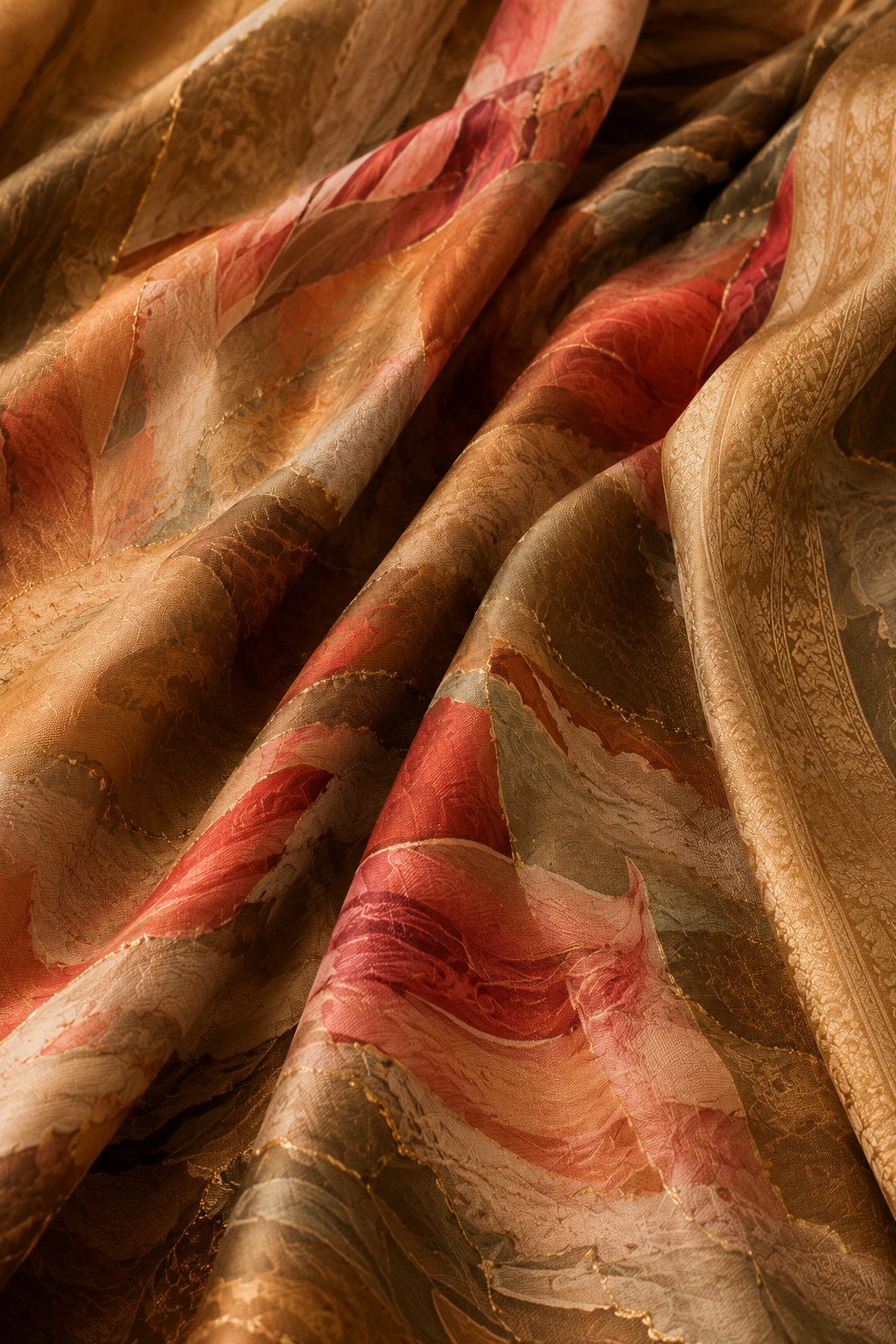 Autumn Muse Printed Satin Saree
