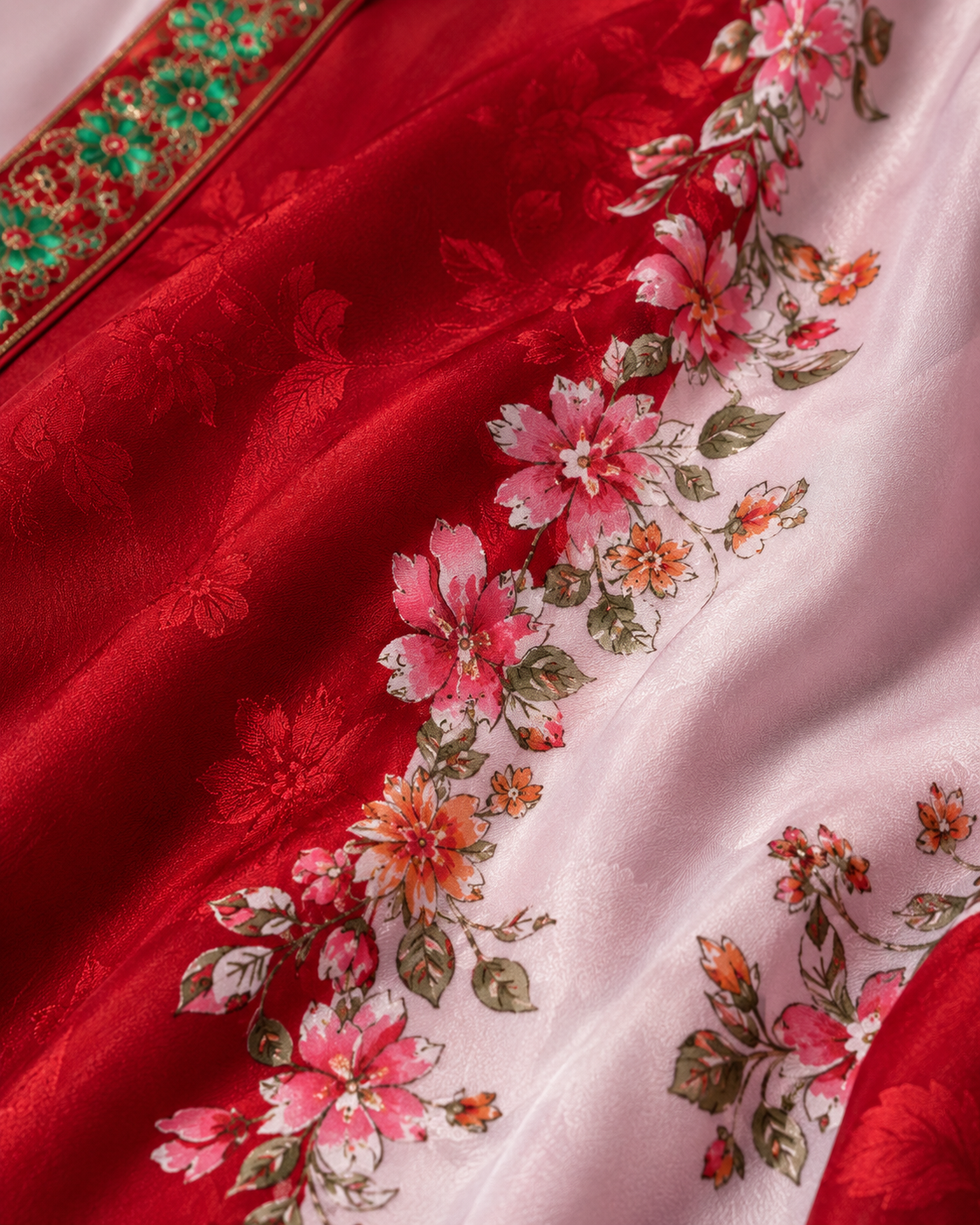Crimson Petal Symphony Saree