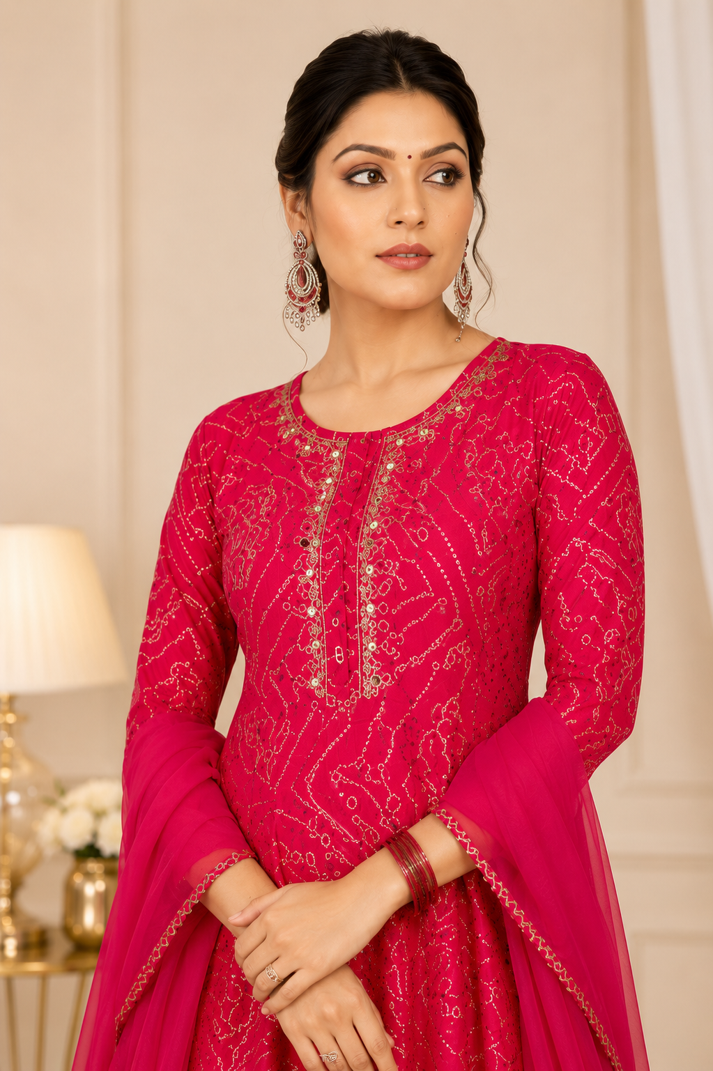 Gulnaar Flared Bhandej Set