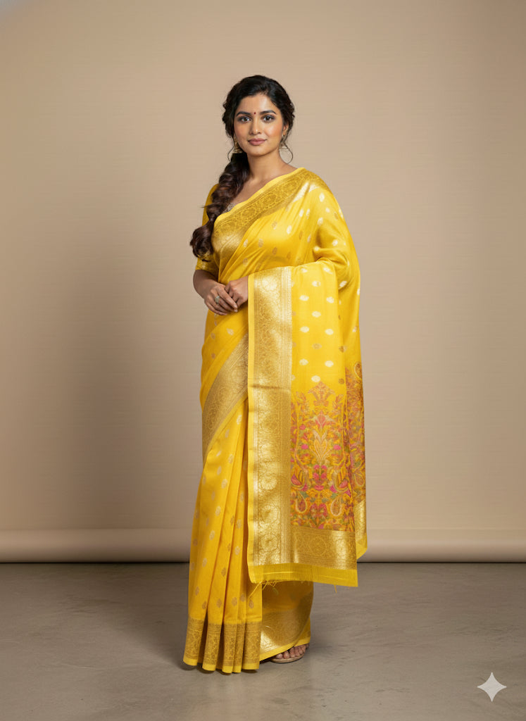 Soft Weaving Silk Saree with Zari Border & Floral Pallu
