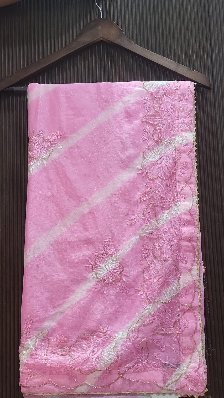 Bright Pink Embroidered Saree