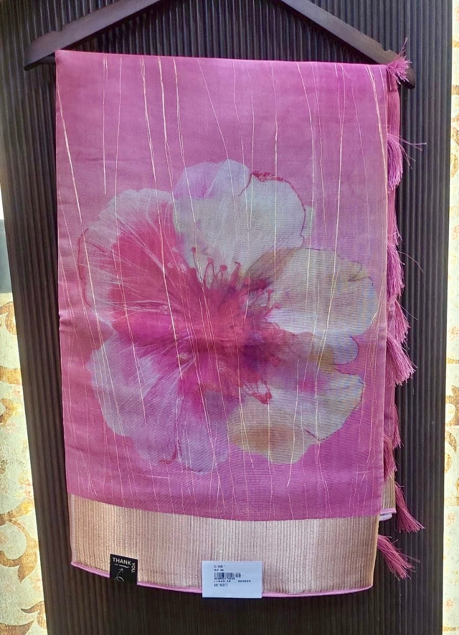 Sheer Organza Saree with Vintage Floral Print