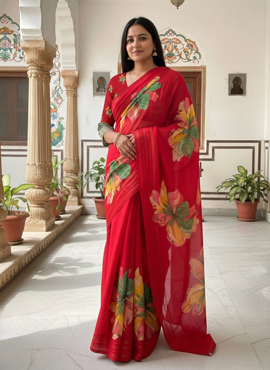 Bloom Vista Printed Synthetic Saree