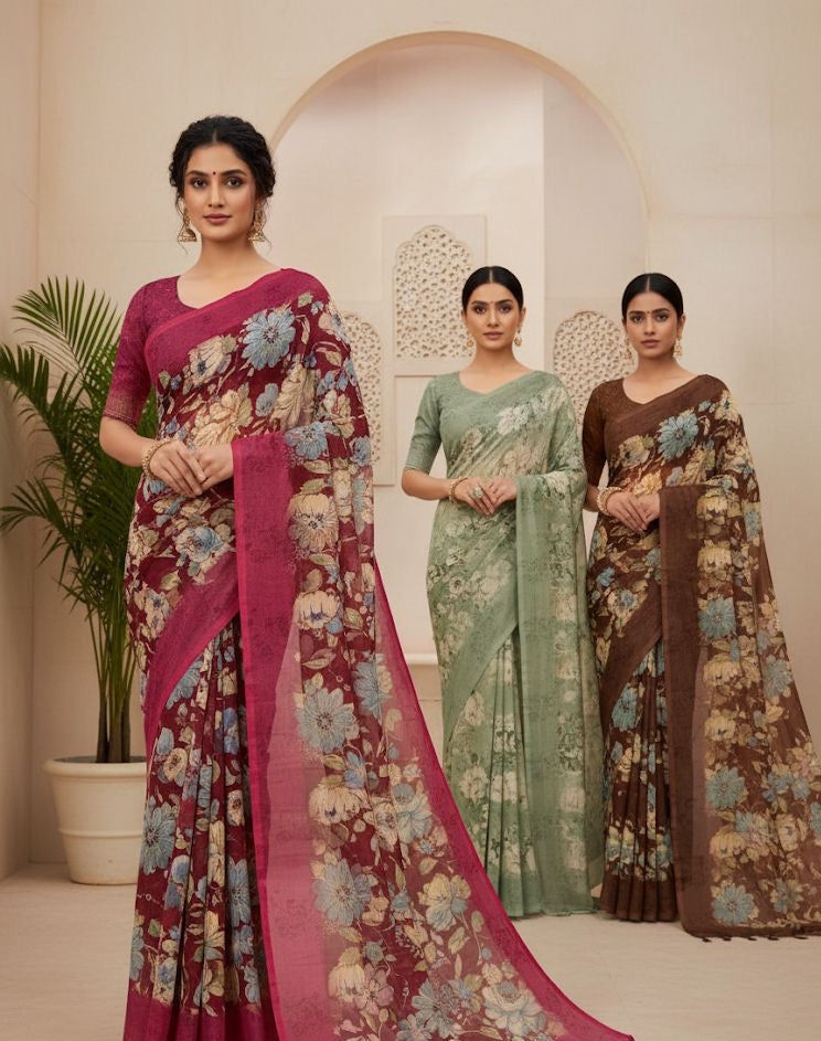 Botanical Bloom Printed Saree