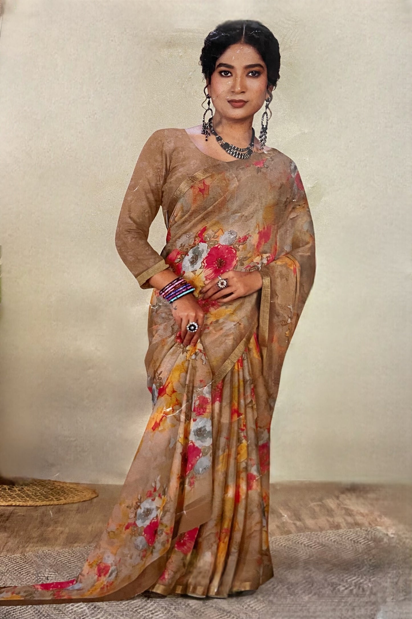 Rosewood Bloom Saree