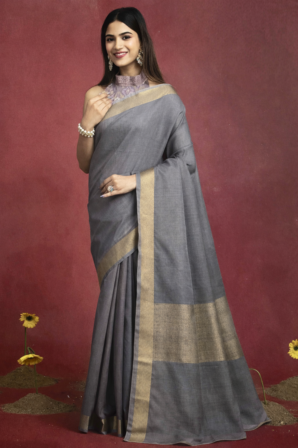 Handwoven Silk Saree with Subtle Zari Border and Pallu
