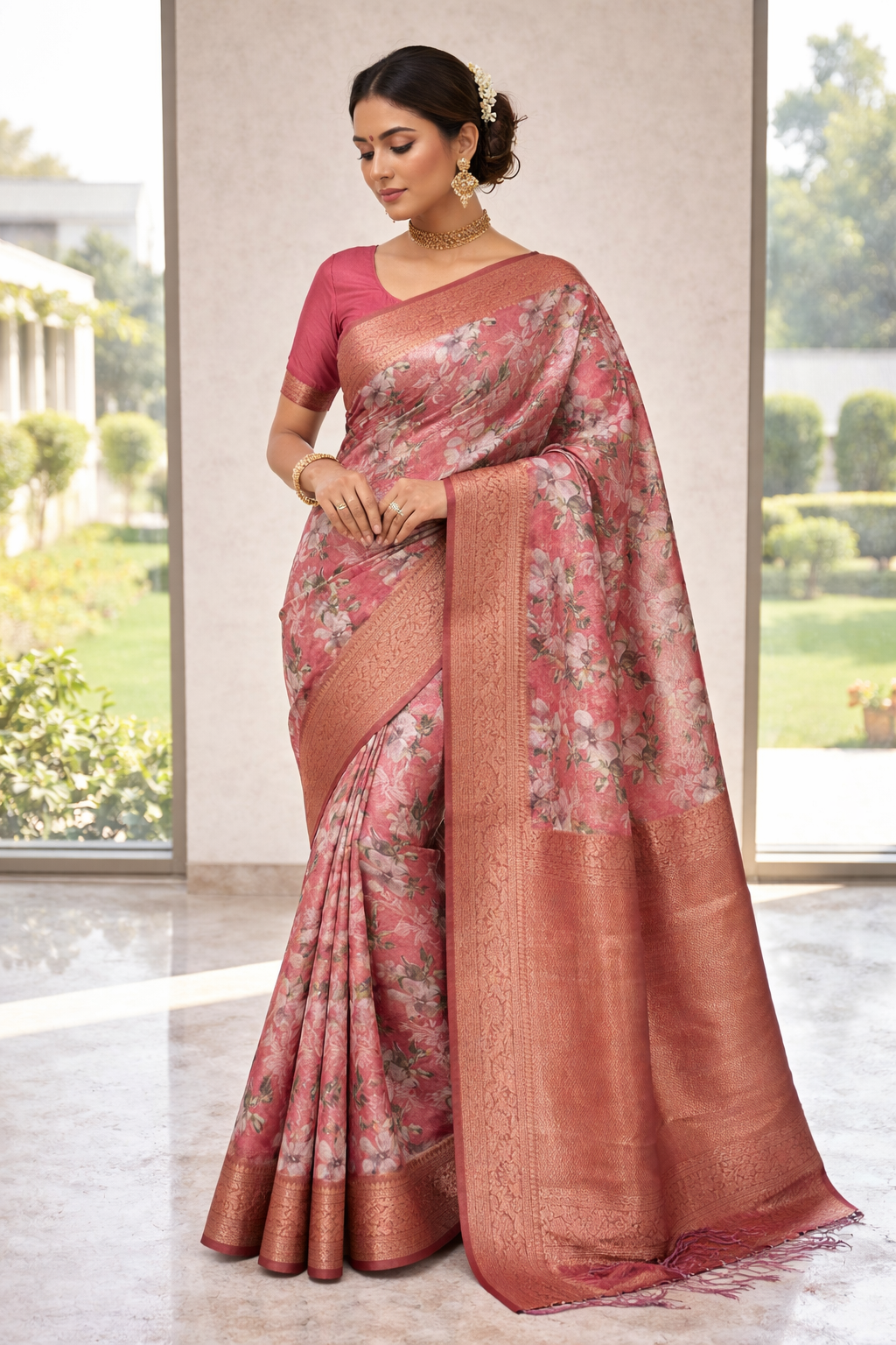 Zehra Zari Floral Saree