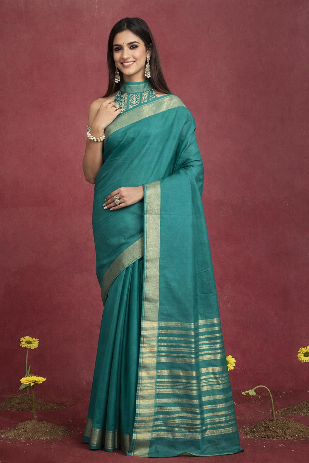 Handwoven Silk Saree with Subtle Zari Border and Pallu