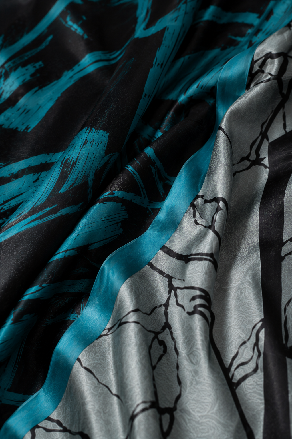 Midnight Mirage Satin Saree