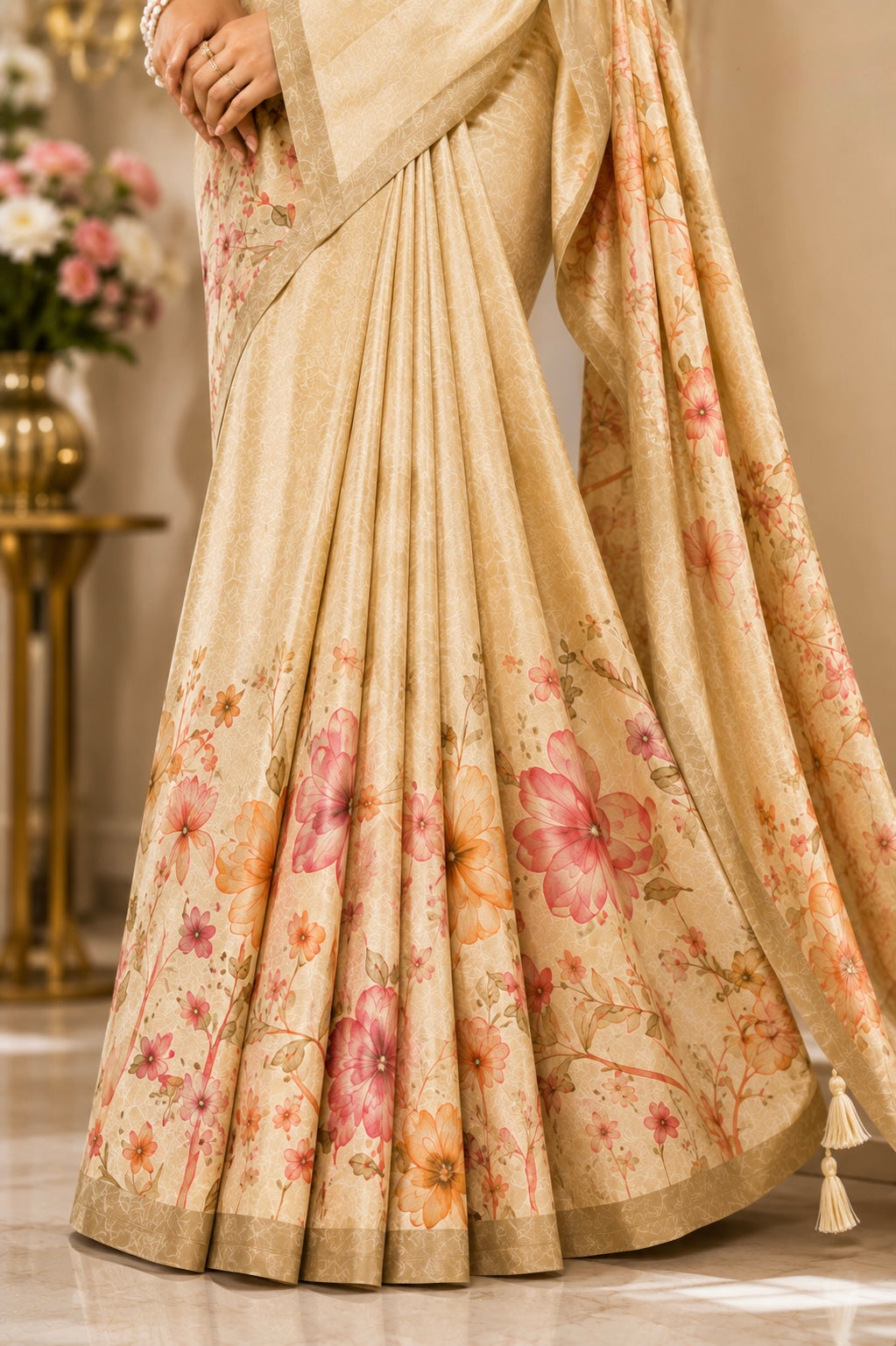 Ivory Bloom Printed Saree