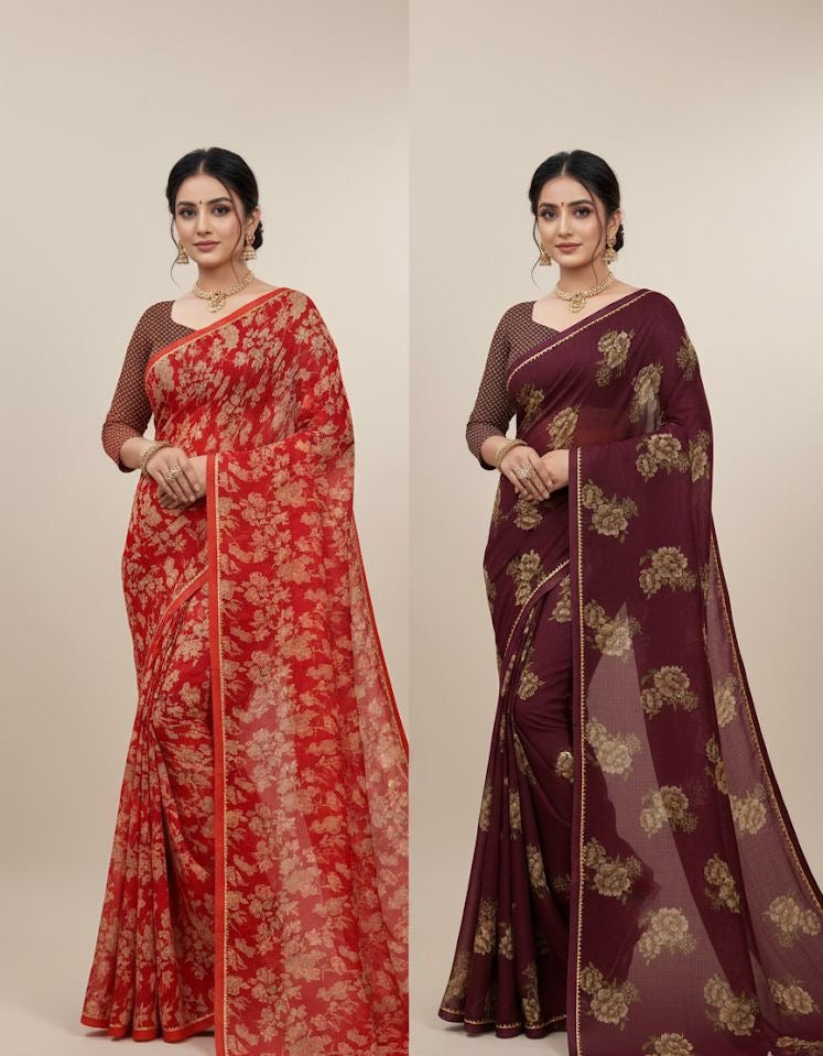 Vintage Bloom Printed Saree