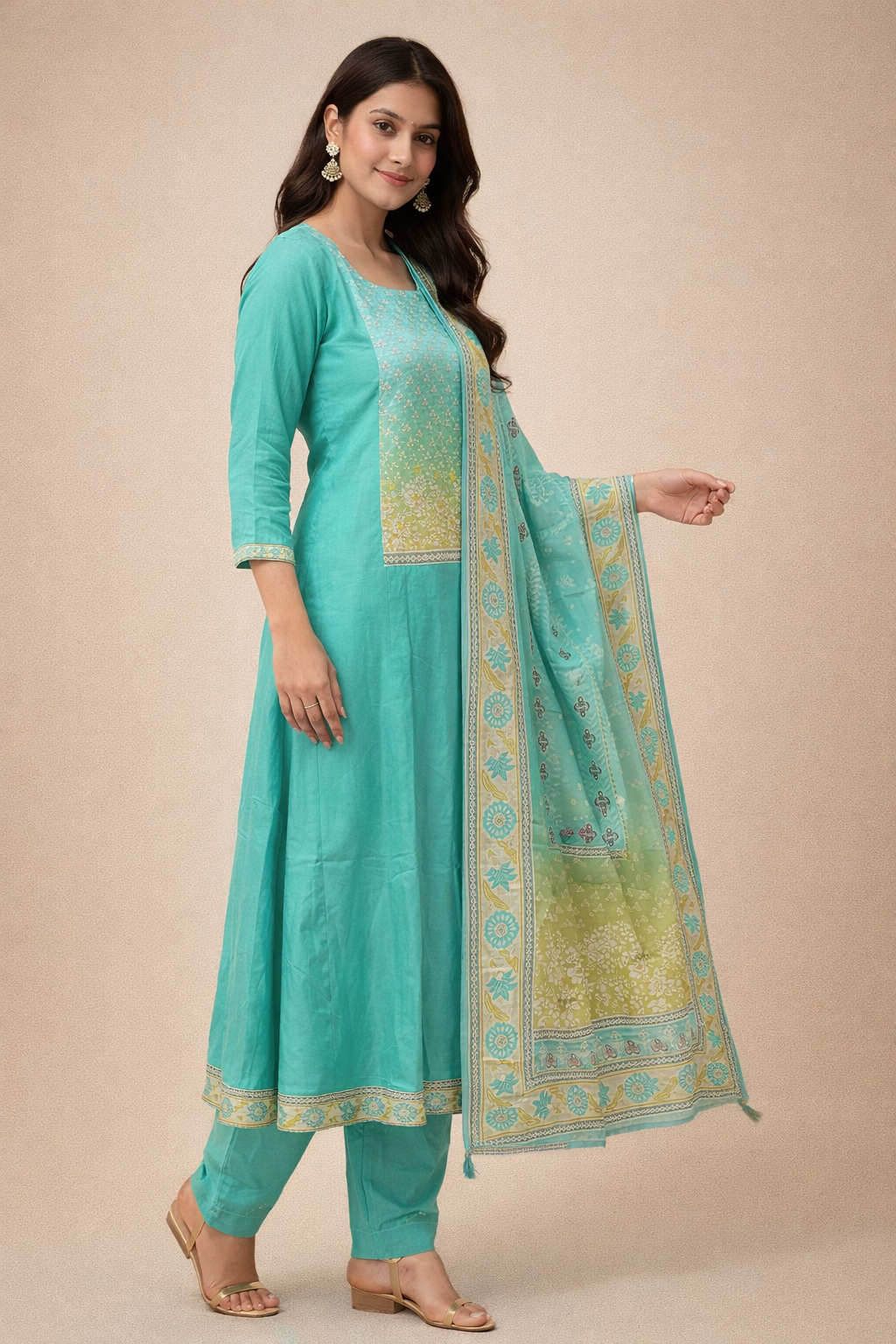 Aqua Grace Anarkali Set