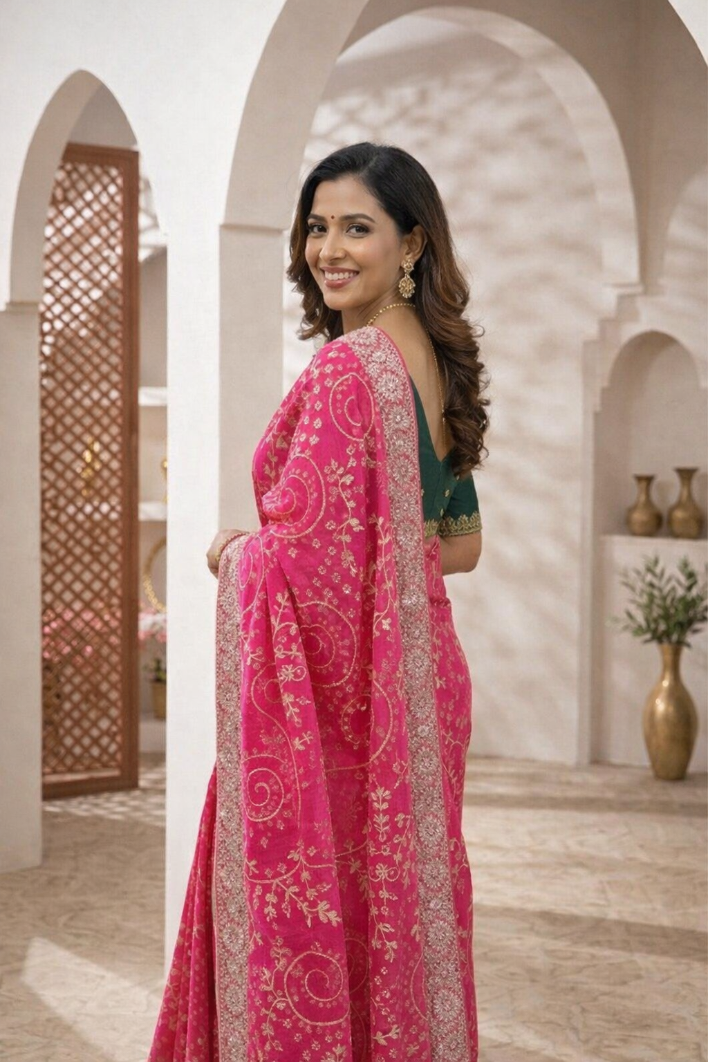 Rani Radiance Zari Bhandej Saree