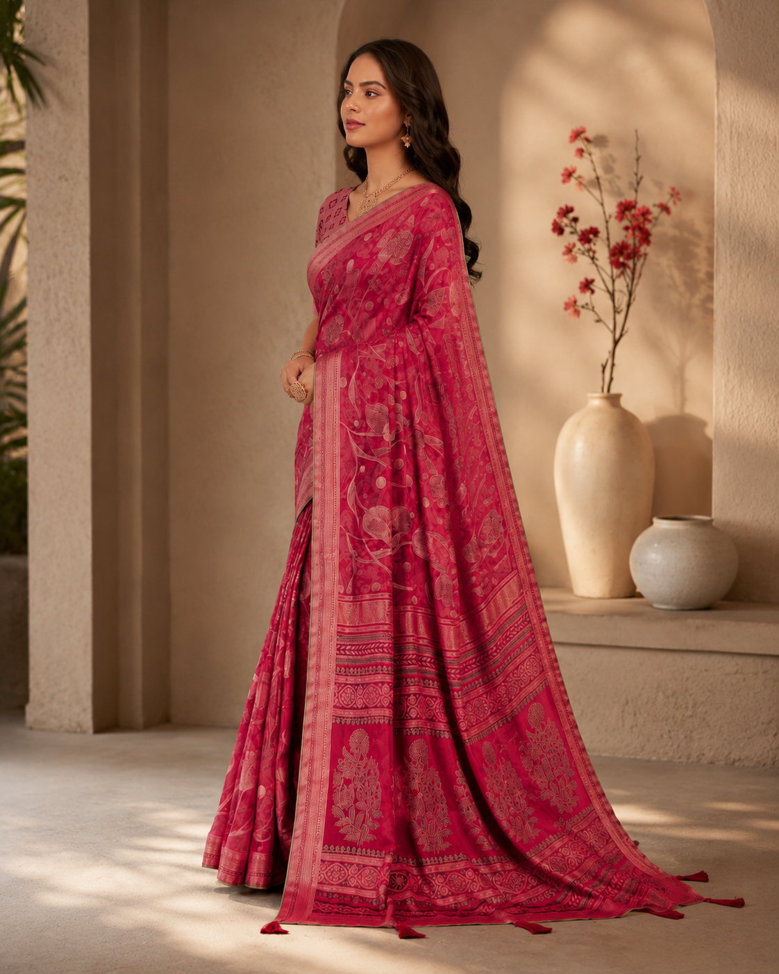 Rosewood Heritage Weave Saree