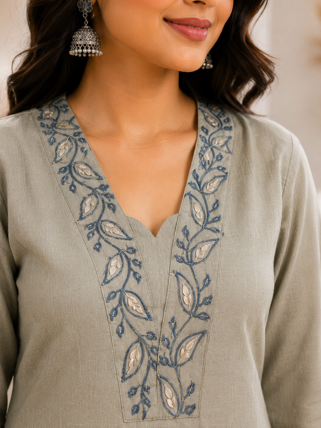 Sage Bloom Embroidered Co-Ord Set
