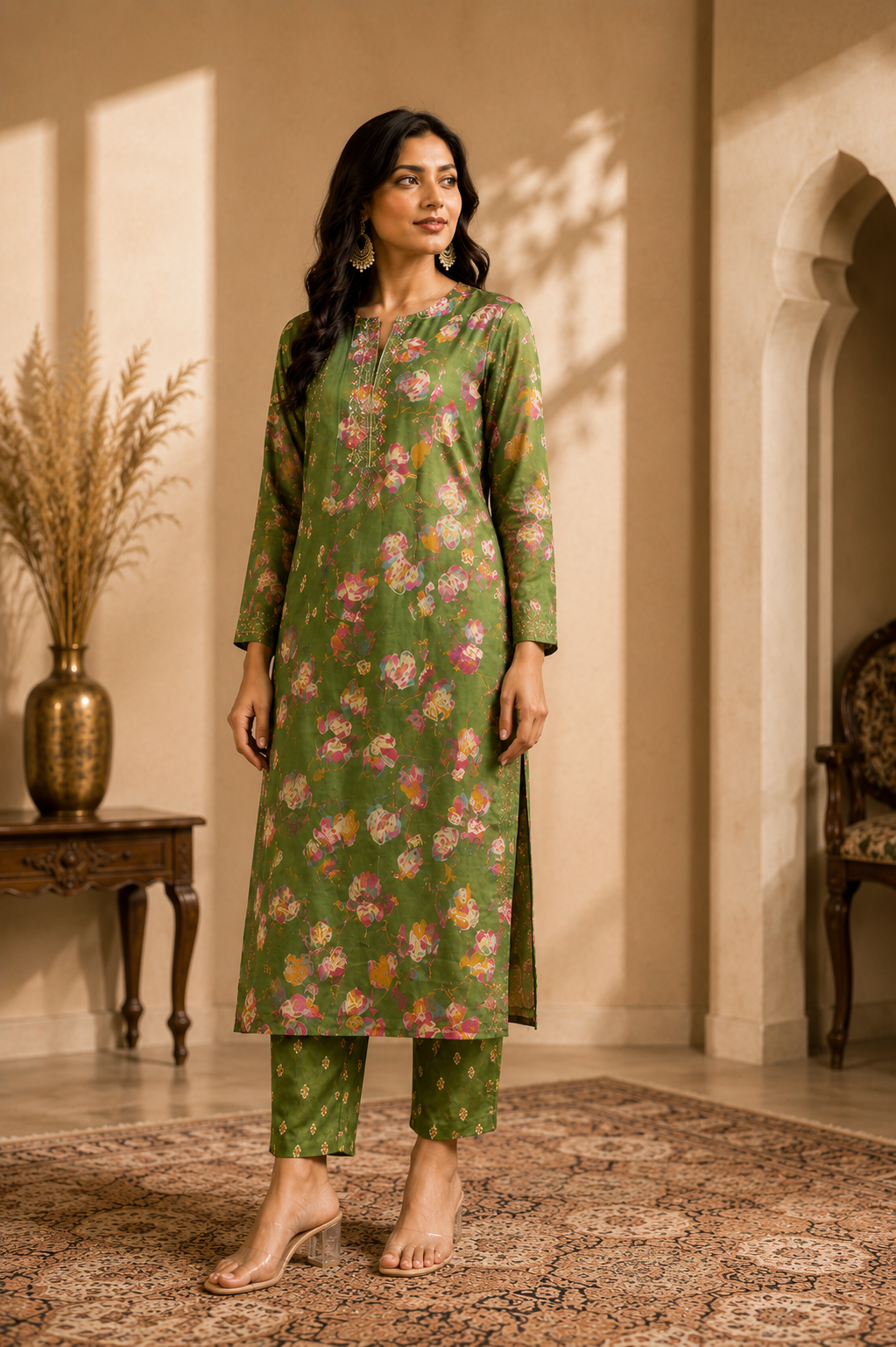 Green Bloom Suit Set