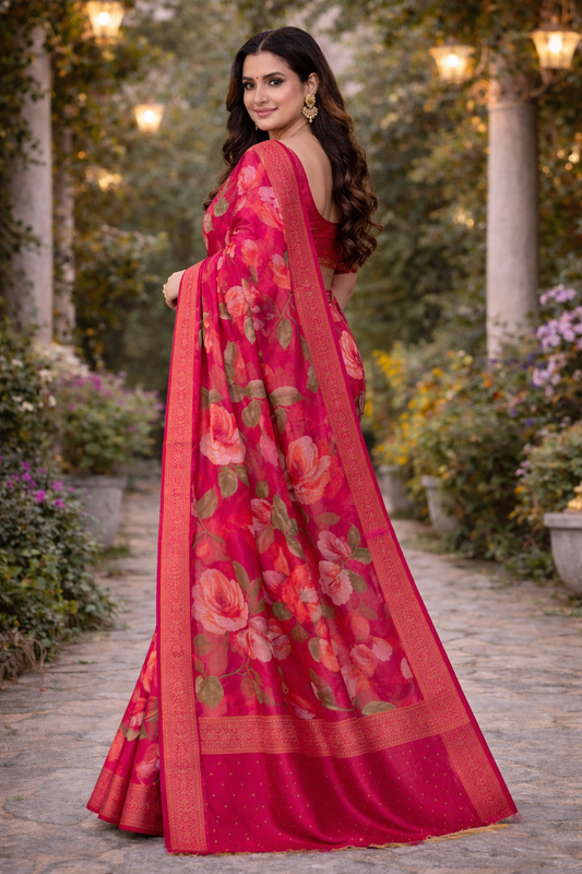 Blooming Rose Printed Saree