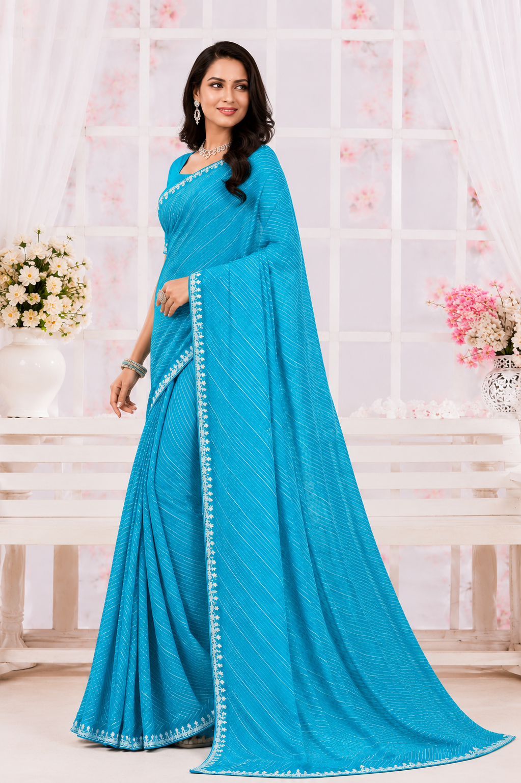 Graceful Leheriya Bloom Saree