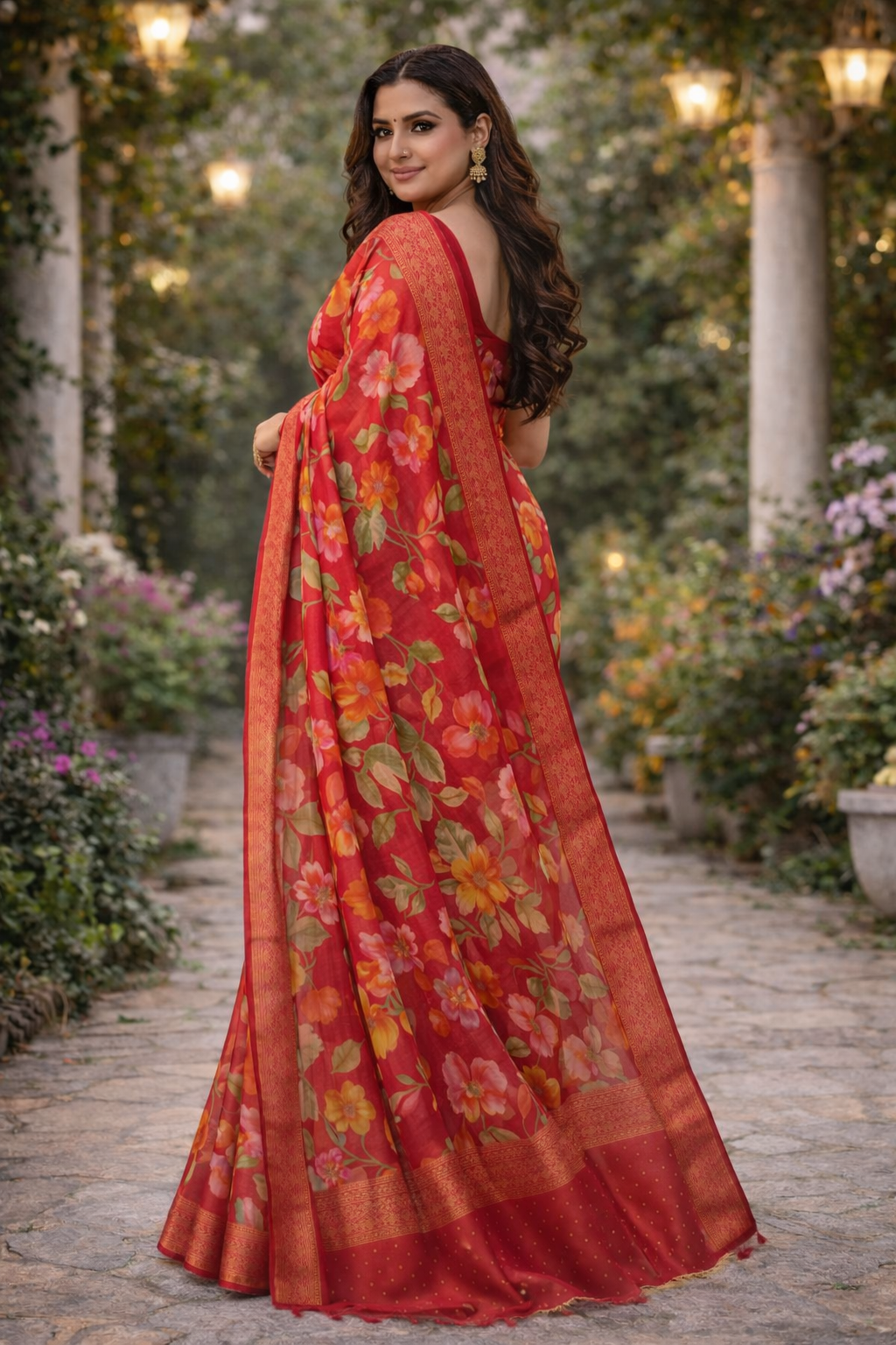 Blooming Rose Printed Saree