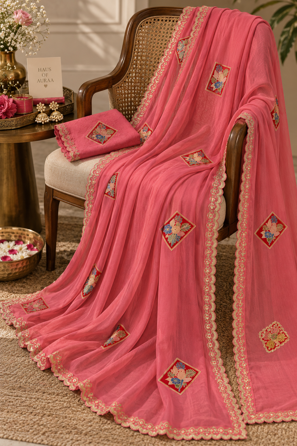 Floral Motif Border Saree