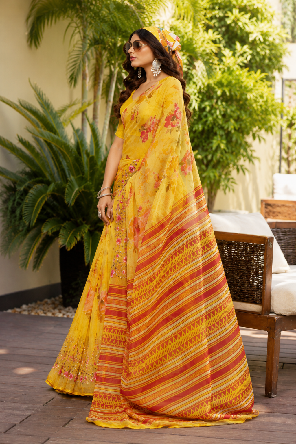 Sunshine Floral Printed Saree