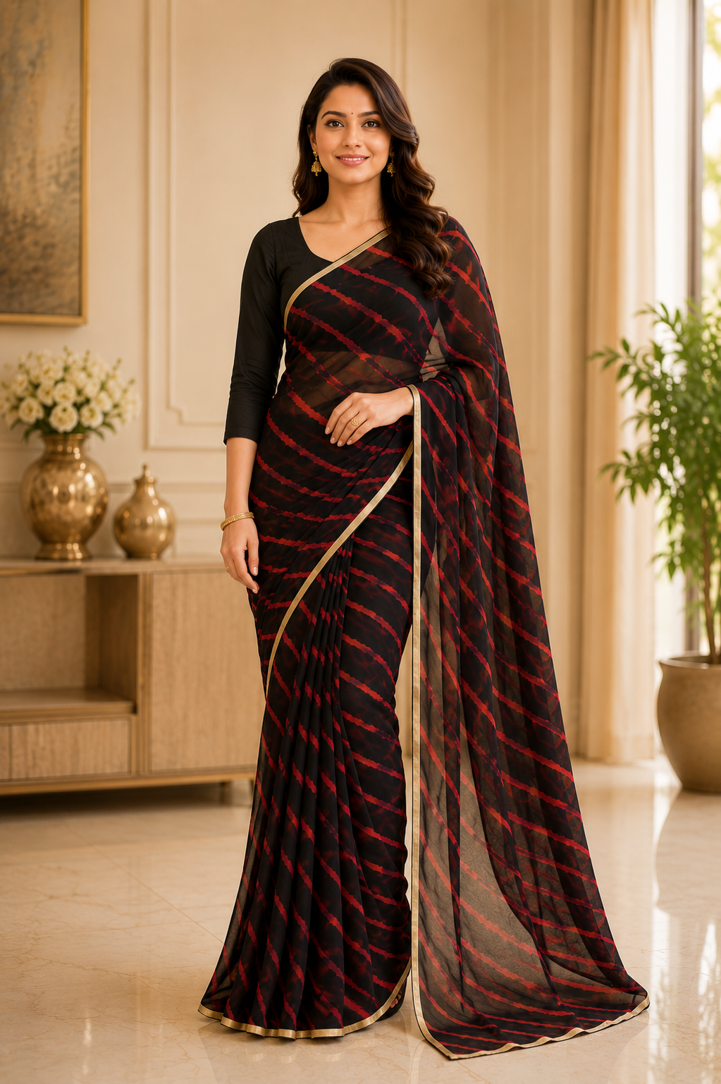 Midnight Leheriya Grace Saree