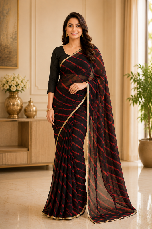 Midnight Leheriya Grace Saree