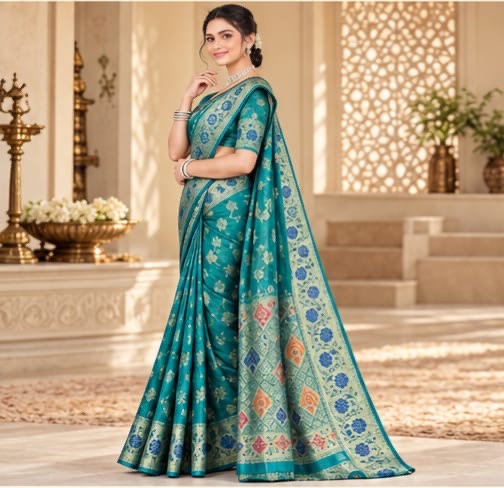 Royal Heritage Floral Brocade Saree